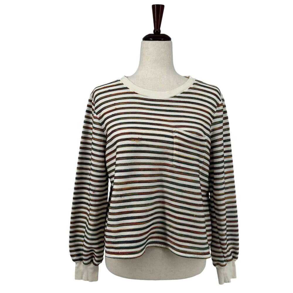 Madewell Long Sleeve Pocket Tee M Rainbow Stripe AG244 Regular Fit
